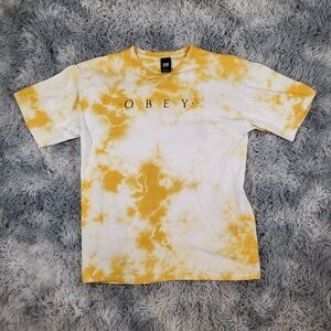 Obey Men's Yellow Tie-Dye T-Shirt